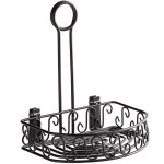 American Metalcraft CRS68 Black Semi-Round Wrought Iron Scroll Design Condiment Caddy - 8 1/4 American Metalcraft CRS68 Black Semi-Round Wrought Iron Scroll Design Condiment Caddy - 8 1/4