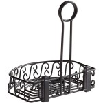 American Metalcraft CRS68 Black Semi-Round Wrought Iron Scroll Design Condiment Caddy - 8 1/4 American Metalcraft CRS68 Black Semi-Round Wrought Iron Scroll Design Condiment Caddy - 8 1/4