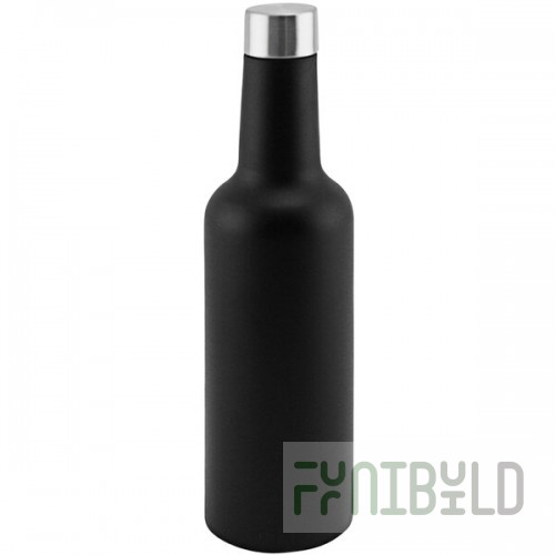 Franmara Apollo 13 oz. Black Stainless Steel Wine Bottle