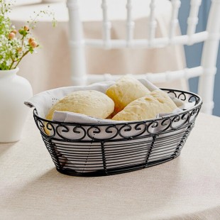 TableCraft BK27410 Mediterranean Oval Black Metal Basket - 10 TableCraft BK27410 Mediterranean Oval Black Metal Basket - 10