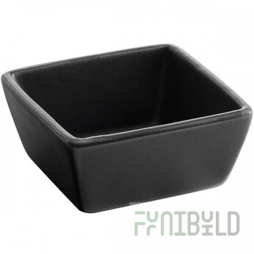 Acopa 4 oz. Matte Black Square Stoneware Sauce Cup - 12/Pack