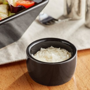 Acopa 2 oz. Glossy Black Smooth Stoneware Ramekin - 48/Case