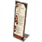 Menu Solutions MTCL-414 Alumitique Aluminum Menu Tent with Clip - Brushed Finish - 4 1/4 Menu Solutions MTCL-414 Alumitique Aluminum Menu Tent with Clip - Brushed Finish - 4 1/4