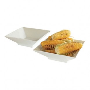 Rosseto CP001 67 oz. White Porcelain Square Bowl - 2/Set