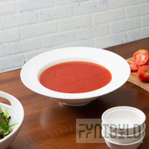 10 Strawberry Street WTR-16RSOUP Whittier 3 Qt. White Porcelain Rim Soup Bowl - 4/Case