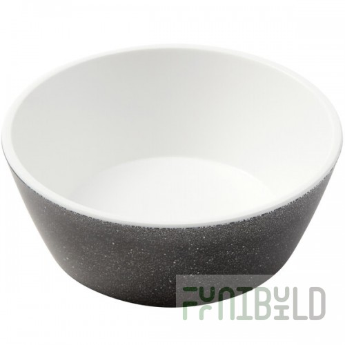American Metalcraft GGRB6 Grab & Go 18 oz. White and Black Speckled Round Melamine Bowl