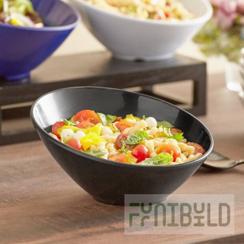 Acopa 20 oz. Black Slanted Melamine Bowl