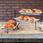 American Metalcraft TTMEL3 Ironworks Three-Tier Foldable Rectangular Display Stand with Melamine Platters American Metalcraft TTMEL3 Ironworks Three-Tier Foldable Rectangular Display Stand with Melamine Platters