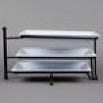 American Metalcraft TTMEL3 Ironworks Three-Tier Foldable Rectangular Display Stand with Melamine Platters American Metalcraft TTMEL3 Ironworks Three-Tier Foldable Rectangular Display Stand with Melamine Platters