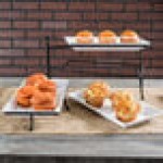 American Metalcraft TTMEL3 Ironworks Three-Tier Foldable Rectangular Display Stand with Melamine Platters American Metalcraft TTMEL3 Ironworks Three-Tier Foldable Rectangular Display Stand with Melamine Platters