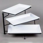 American Metalcraft TTMEL3 Ironworks Three-Tier Foldable Rectangular Display Stand with Melamine Platters American Metalcraft TTMEL3 Ironworks Three-Tier Foldable Rectangular Display Stand with Melamine Platters