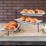 American Metalcraft TTMEL3 Ironworks Three-Tier Foldable Rectangular Display Stand with Melamine Platters American Metalcraft TTMEL3 Ironworks Three-Tier Foldable Rectangular Display Stand with Melamine Platters