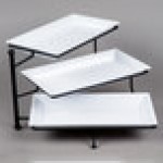 American Metalcraft TTMEL3 Ironworks Three-Tier Foldable Rectangular Display Stand with Melamine Platters American Metalcraft TTMEL3 Ironworks Three-Tier Foldable Rectangular Display Stand with Melamine Platters