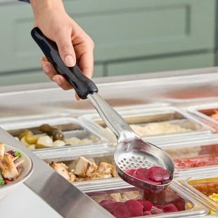 Vollrath 6422320 Jacob's Pride® 3 oz. Black Perforated Oval Spoodle® Portion Spoon Vollrath 6422320 Jacob's Pride® 3 oz. Black Perforated Oval Spoodle® Portion Spoon
