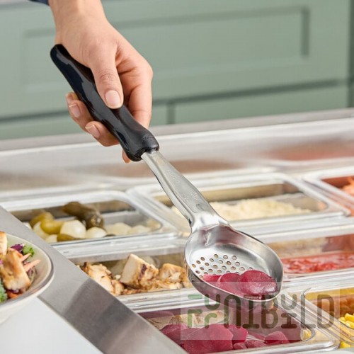Vollrath 6422320 Jacob's Pride® 3 oz. Black Perforated Oval Spoodle® Portion Spoon