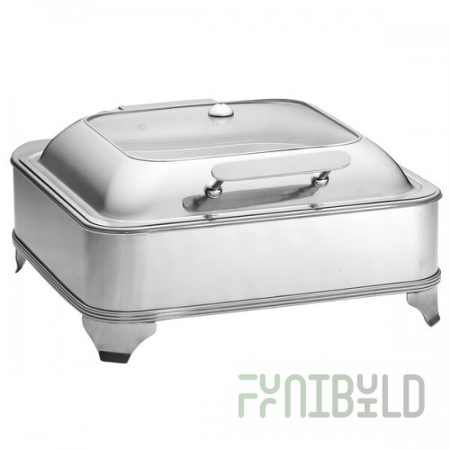 TableCraft CW40162 5 Qt. 2/3 Size Stainless Steel Quick View Electric Chafer with Stand - 110V