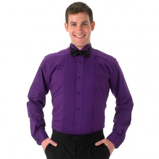 Henry Segal Unisex Customizable Purple Tuxedo Shirt with Wing Tip Collar - S
