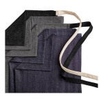 Acopa Kennett Blue Denim Half Bistro Apron with 2 Pockets and Black Webbing - 18