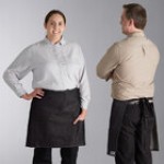 Acopa Kennett Blue Denim Half Bistro Apron with 2 Pockets and Black Webbing - 18