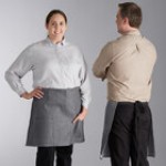 Acopa Kennett Blue Denim Half Bistro Apron with 2 Pockets and Black Webbing - 18