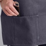 Acopa Kennett Blue Denim Half Bistro Apron with 2 Pockets and Black Webbing - 18