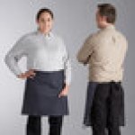 Acopa Kennett Blue Denim Half Bistro Apron with 2 Pockets and Black Webbing - 18