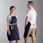 Choice Royal Blue Poly-Cotton Adjustable Bib Apron with 2 Pockets and Natural Webbing Accents - 32 Choice Royal Blue Poly-Cotton Adjustable Bib Apron with 2 Pockets and Natural Webbing Accents - 32