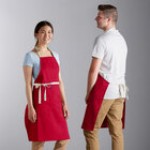 Choice Royal Blue Poly-Cotton Adjustable Bib Apron with 2 Pockets and Natural Webbing Accents - 32 Choice Royal Blue Poly-Cotton Adjustable Bib Apron with 2 Pockets and Natural Webbing Accents - 32