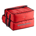 CaterGator Dash Red Nylon Heavy-Duty Insulated Soft-Sided Dual Compartment Pizza Delivery Bag - Holds Up To (3) 16 CaterGator Dash Red Nylon Heavy-Duty Insulated Soft-Sided Dual Compartment Pizza Delivery Bag - Holds Up To (3) 16