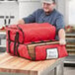 CaterGator Dash Red Nylon Heavy-Duty Insulated Soft-Sided Dual Compartment Pizza Delivery Bag - Holds Up To (3) 16 CaterGator Dash Red Nylon Heavy-Duty Insulated Soft-Sided Dual Compartment Pizza Delivery Bag - Holds Up To (3) 16