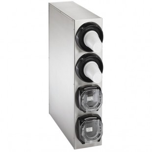 Vollrath K58824-A-A Stainless Steel 2-Slot Vertical 8 - 44 oz. Countertop Cup Dispenser Cabinet with 2 LidSaver® 3 Dispensers