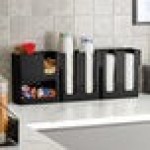 Choice Black 8-Section Countertop Cup, Lid and Napkin Organizer