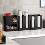Choice Black 8-Section Countertop Cup, Lid and Napkin Organizer