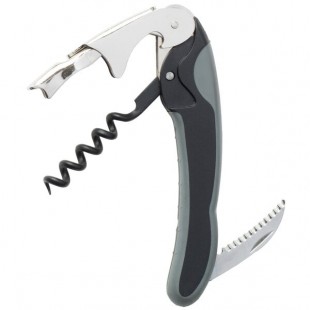 Franmara 3188-01 Binary Two-Lever Waiter's Corkscrew with Black / Gray Handle