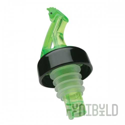 Precision Pours 999 SG C/F Shamrock Green Free Flow Liquor Pourer with Collar and Fliptop - 12/Pack