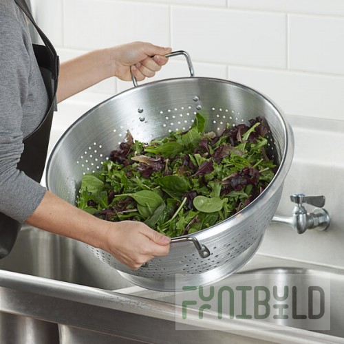 Carlisle 60277 Signature Select Dura-Ware 16 Qt. Heavy-Duty Aluminum Colander with Base and Handles