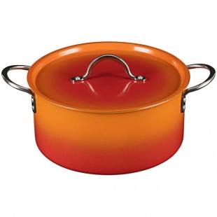 Bon Chef Country French X 5.7 Qt. Ombre Tangerine Sauce Pot with Cover 73303-OM-T Bon Chef Country French X 5.7 Qt. Ombre Tangerine Sauce Pot with Cover 73303-OM-T