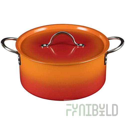Bon Chef Country French X 5.7 Qt. Ombre Tangerine Sauce Pot with Cover 73303-OM-T