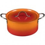 Bon Chef Country French X 5.7 Qt. Ombre Tangerine Sauce Pot with Cover 73303-OM-T Bon Chef Country French X 5.7 Qt. Ombre Tangerine Sauce Pot with Cover 73303-OM-T