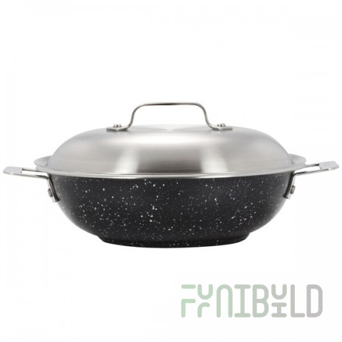 Bon Chef 60006GALAXY Cucina 3.5 Qt. Galaxy Stainless Steel Induction Brazier Pan with Lid