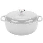 Lodge EC6D13 6 Qt. Oyster White Enameled Cast Iron Dutch Oven