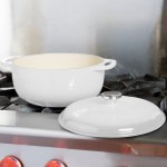 Lodge EC6D13 6 Qt. Oyster White Enameled Cast Iron Dutch Oven