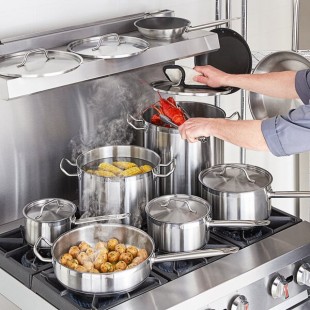 Vigor SS1 Series 15-Piece Induction Ready Stainless Steel Cookware Set with 3 Sauce Pans, 5 Qt. Saute, 3 Fry Pans, and 2 Stock Pots Vigor SS1 Series 15-Piece Induction Ready Stainless Steel Cookware Set with 3 Sauce Pans, 5 Qt. Saute, 3 Fry Pans, and 2 Stock Pots