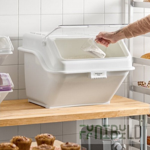 Baker's Lane 12.6 Gallon / 200 Cup Shelf Ingredient Bin with Flip Lid, Label Sheet, and Scoop