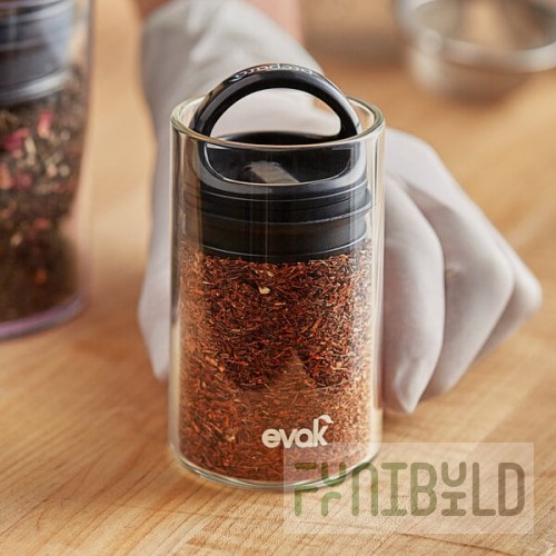 Prepara Evak Compact 0.188 Qt. Clear Glass Round Airtight Food Storage Container with Push Down Lid 3008