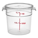 Choice 1 Qt. Clear Round Polycarbonate Food Storage Container with Lid - 12/Case