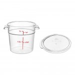 Choice 1 Qt. Clear Round Polycarbonate Food Storage Container with Lid - 12/Case
