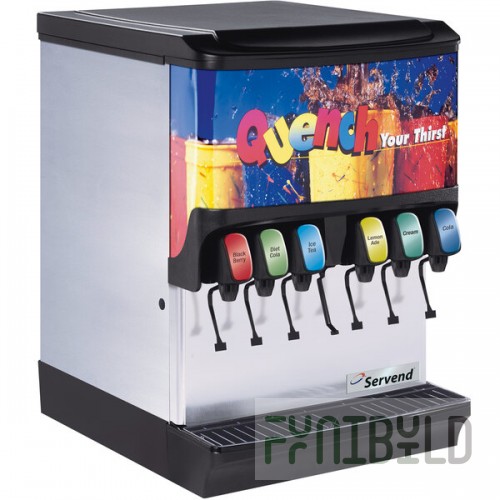 Servend 2706071 SV-150 6 Valve Sanitary Lever Countertop Ice/Beverage Dispenser with 150 lb. Ice Storage and Internal Carbonator