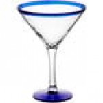 Acopa Tropic 15 oz. Martini Glass with Blue Rim and Base - 12/Case