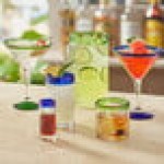 Acopa Tropic 15 oz. Martini Glass with Blue Rim and Base - 12/Case